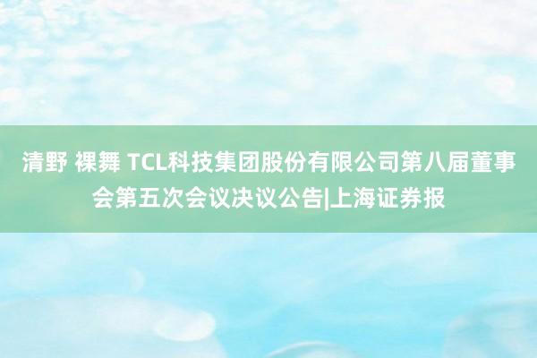 清野 裸舞 TCL科技集团股份有限公司第八届董事会第五次会议决议公告|上海证券报