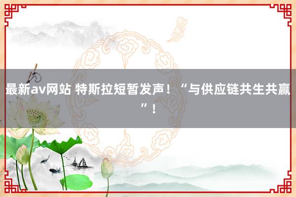 最新av网站 特斯拉短暂发声！“与供应链共生共赢”！