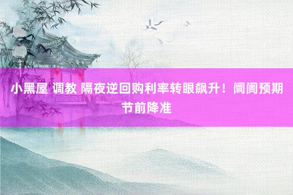 小黑屋 调教 隔夜逆回购利率转眼飙升！阛阓预期节前降准